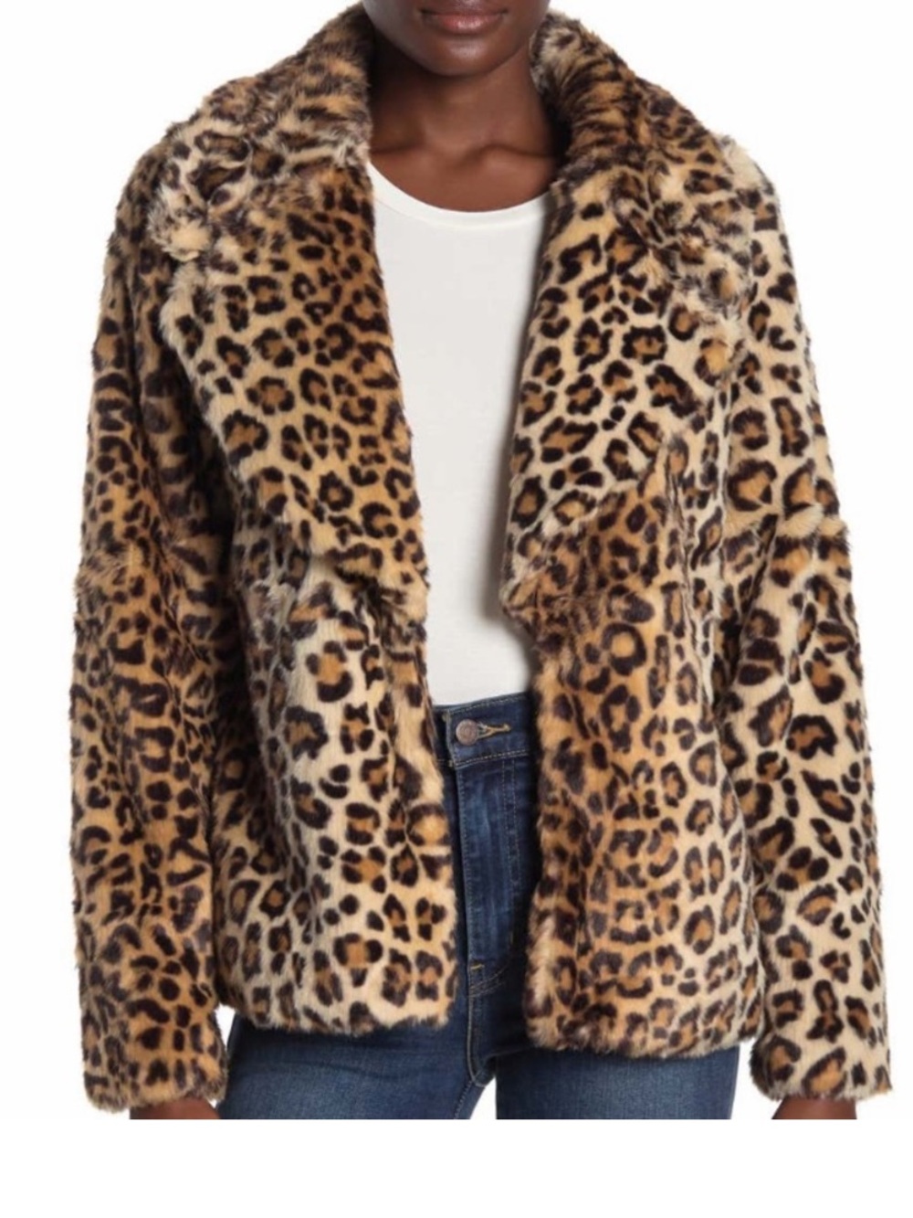 NEW Love Token faux fur leopard coat size Large - Picture 2 of 11